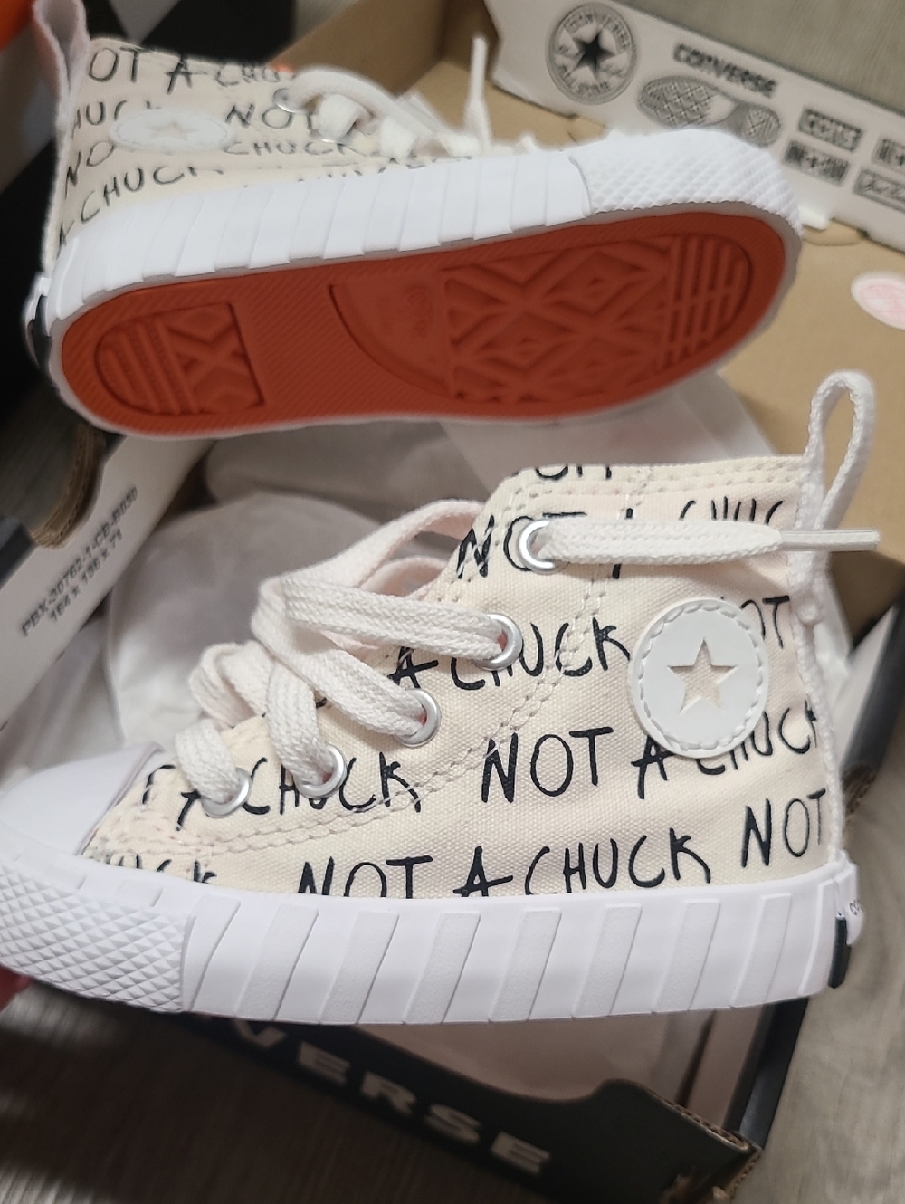NEW Baby/Toddler Size 5 Converse Cream with Black Script